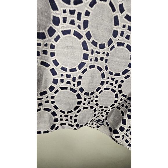 Banana Republic Size 4 Geometric Circle Printed Cotton Shorts Navy Blue White - Picture 3 of 9